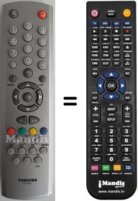 T&eacute;l&eacute;commande &eacute;quivalente Toshiba 32 WH 37 G