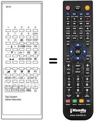 T&eacute;l&eacute;commande &eacute;quivalente DIGISYSTEM STEREO TLV 6510