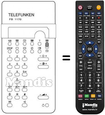 Télécommande équivalente Telefunken PALCOLOR DC 676