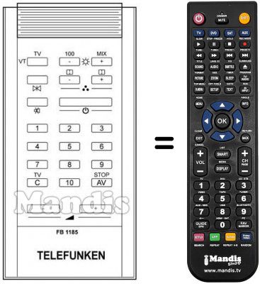 Télécommande équivalente Telefunken PALCOLOR MP 170