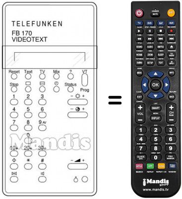 Télécommande équivalente Telefunken PALCOLOR 320