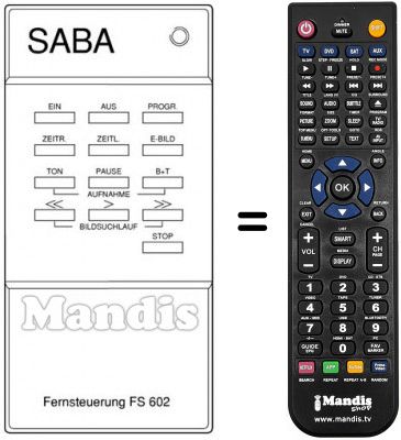 Télécommande équivalente FS 602 Télécommande équivalente FS 602