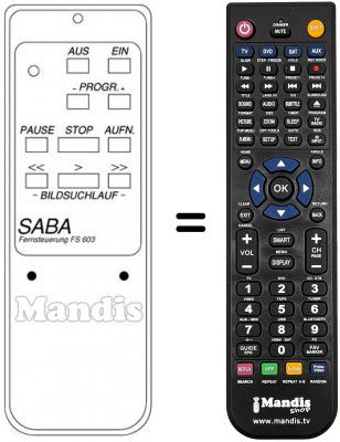 Télécommande équivalente FS 603 Télécommande équivalente FS 603