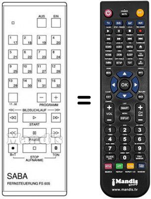 Télécommande équivalente FS 605 Télécommande équivalente FS 605