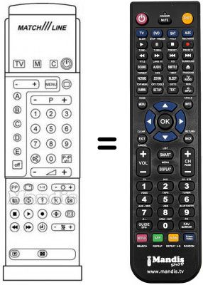 Télécommande équivalente PYE MATCH LINE 29 PT 910 B