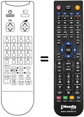 Télécommande équivalente Daewoo 2075ST Télécommande équivalente Daewoo 2075ST