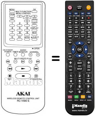 T&eacute;l&eacute;commande &eacute;quivalente RC-V580E