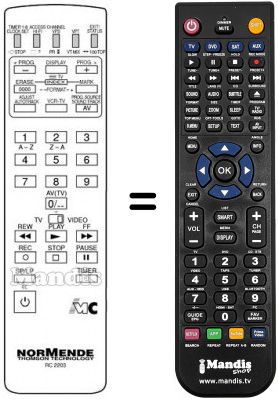 Télécommande équivalente RC 2203 X Télécommande équivalente RC 2203 X