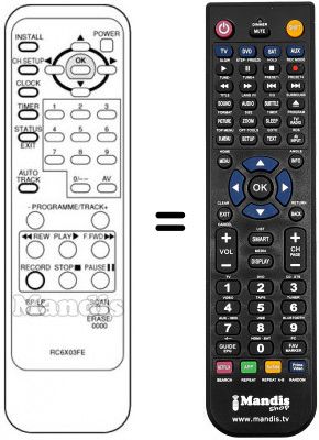 Télécommande équivalente RC 6X03 FE Télécommande équivalente RC 6X03 FE