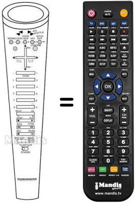 Télécommande équivalente NordMende V 1242 SV Télécommande équivalente NordMende V 1242 SV