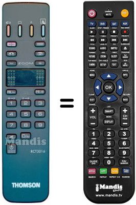 Télécommande équivalente RCT 3016 Télécommande équivalente RCT 3016