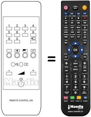 Télécommande équivalente Bush 28 50 NTXA