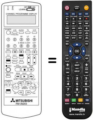 Télécommande équivalente RM 36203 Télécommande équivalente RM 36203