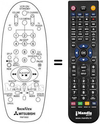 Télécommande équivalente RM 70802 Télécommande équivalente RM 70802