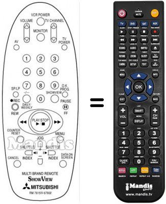 Télécommande équivalente RM 76151V-67902 Télécommande équivalente RM 76151V-67902