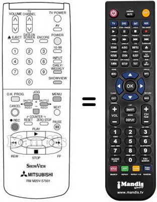 Télécommande équivalente RM M20V-57601 Télécommande équivalente RM M20V-57601