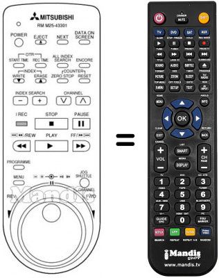 Télécommande équivalente RM M25-43301 Télécommande équivalente RM M25-43301