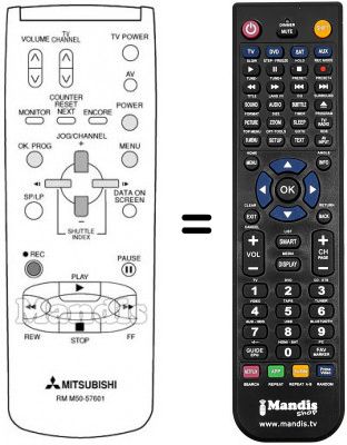 Télécommande équivalente RM M50-57601 Télécommande équivalente RM M50-57601