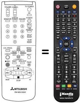 Télécommande équivalente RM M58-53002 Télécommande équivalente RM M58-53002