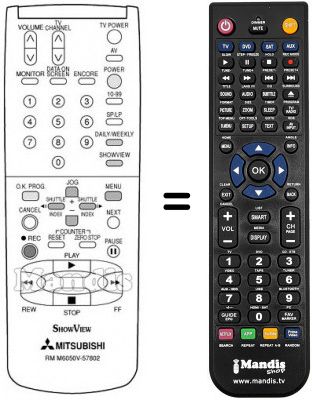 Télécommande équivalente RM M6050V-57802 Télécommande équivalente RM M6050V-57802