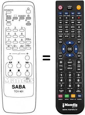 Télécommande équivalente Saba S 20 VB 12 A Télécommande équivalente Saba S 20 VB 12 A
