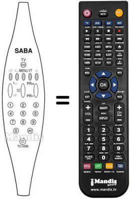 Télécommande équivalente Saba T 7032 SLTY Télécommande équivalente Saba T 7032 SLTY