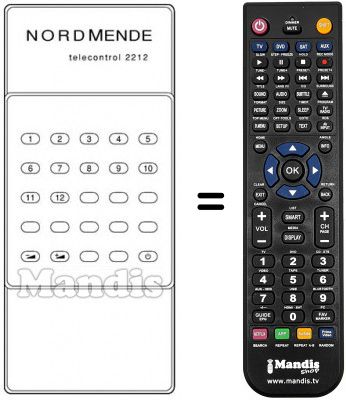 Télécommande équivalente TC 2212 Télécommande équivalente TC 2212