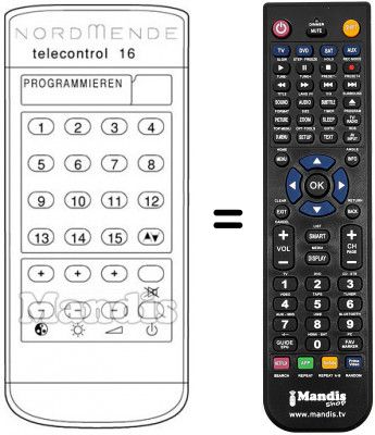 Télécommande équivalente TELECONTROL 16 Télécommande équivalente TELECONTROL 16