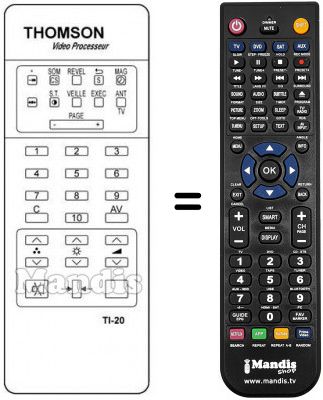 Télécommande équivalente TI 20 Télécommande équivalente TI 20