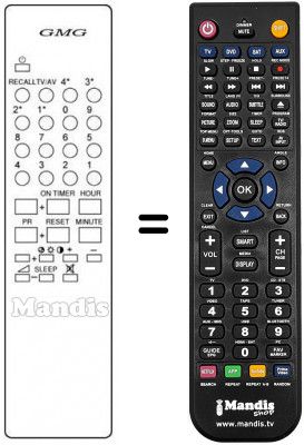 T&eacute;l&eacute;commande &eacute;quivalente GMG TVC 99 CH / 49 PR