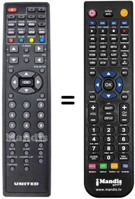 T&eacute;l&eacute;commande &eacute;quivalente United TVD 9154