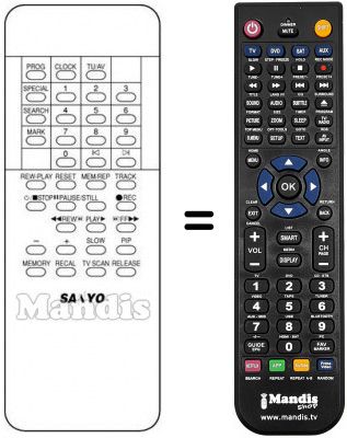 T&eacute;l&eacute;commande &eacute;quivalente VCR 37 KEY-SPECIAL / SEARCH