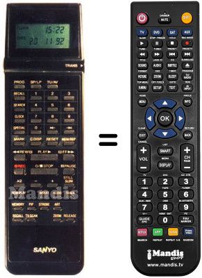 T&eacute;l&eacute;commande &eacute;quivalente Sanyo VHR-D4800 I