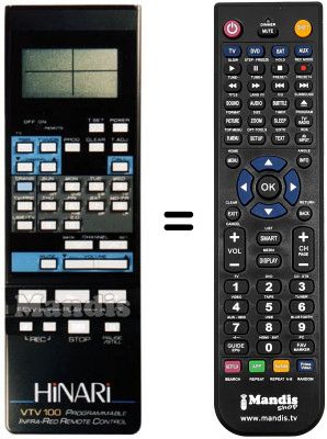 T&eacute;l&eacute;commande &eacute;quivalente VTV 100