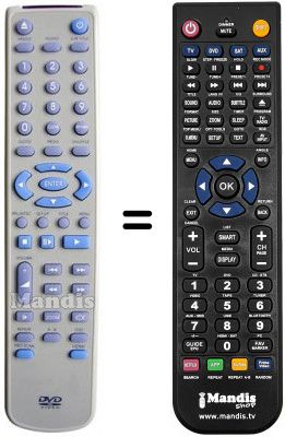 T&eacute;l&eacute;commande &eacute;quivalente Hyundai HD-DVX-852