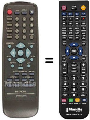 T&eacute;l&eacute;commande &eacute;quivalente Hitachi DV-P 250