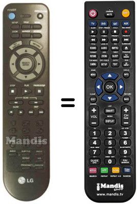 T&eacute;l&eacute;commande &eacute;quivalente Goldstar DVD 3200E