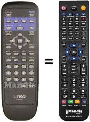 T&eacute;l&eacute;commande &eacute;quivalente LITE-ON LVD-2002