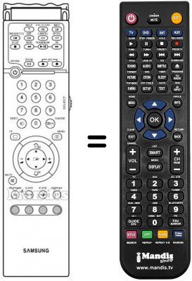 Télécommande équivalente Samsung SP43RETROPRO Télécommande équivalente Samsung SP43RETROPRO