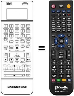 Télécommande équivalente NordMende V1805K Télécommande équivalente NordMende V1805K