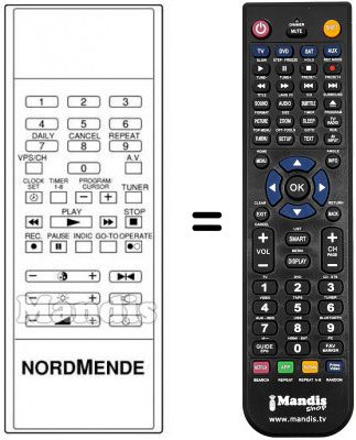Télécommande équivalente NordMende V1005M Télécommande équivalente NordMende V1005M