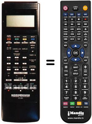 Télécommande équivalente NordMende V1200E Télécommande équivalente NordMende V1200E