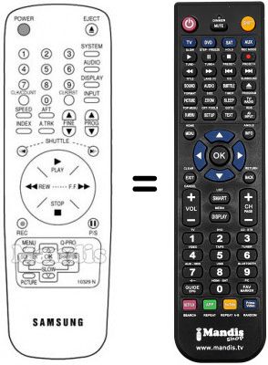 Télécommande équivalente Samsung SV600XH Télécommande équivalente Samsung SV600XH