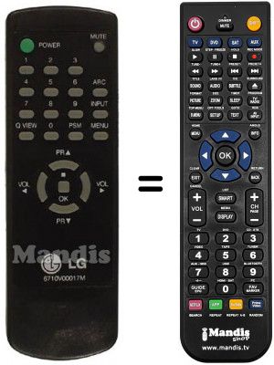Télécommande équivalente LG 6710V00017M