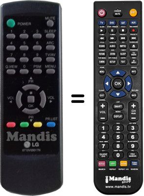 Télécommande équivalente LG 6710V00017N Télécommande équivalente LG 6710V00017N
