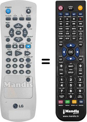 Télécommande équivalente LG LV713 Télécommande équivalente LG LV713