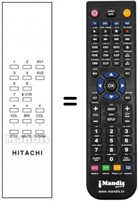 Télécommande équivalente Hitachi CPT2636 Télécommande équivalente Hitachi CPT2636