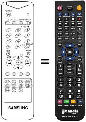 Télécommande équivalente Samsung AA5910032W Télécommande équivalente Samsung AA5910032W