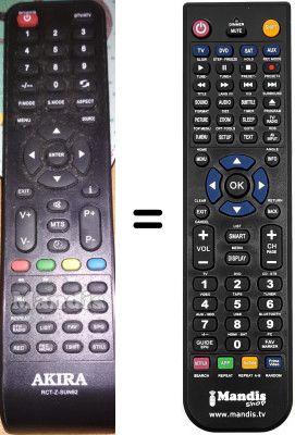 T&eacute;l&eacute;commande &eacute;quivalente AKIRA RCTZSUN92
