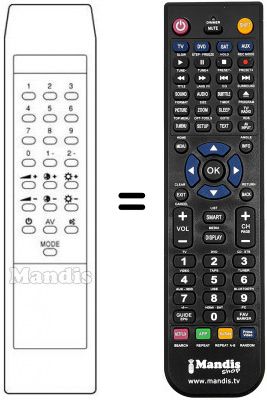 Télécommande équivalente Crown CTV2037R